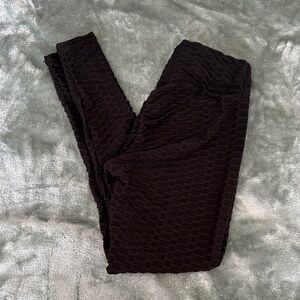 Textured Black Leggings